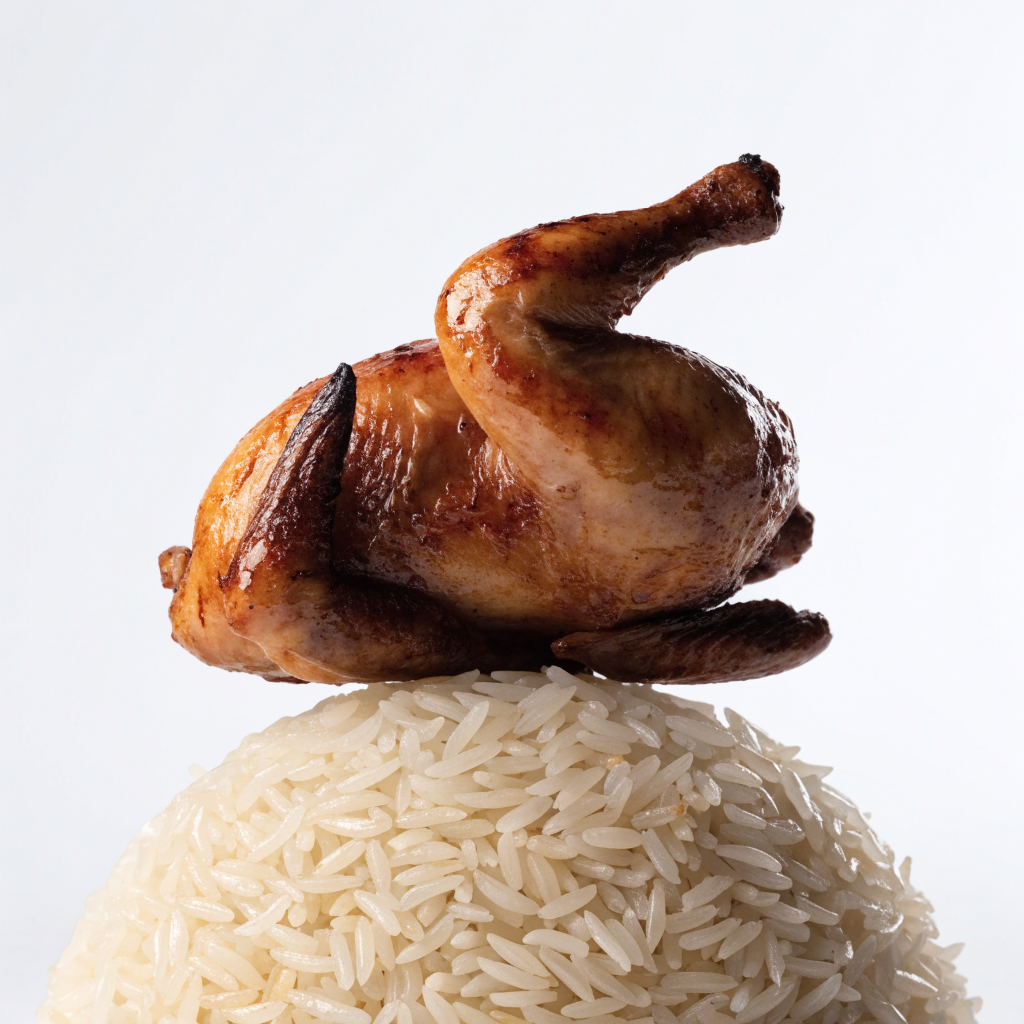 أرز بسمتي مع دجاج مشوي